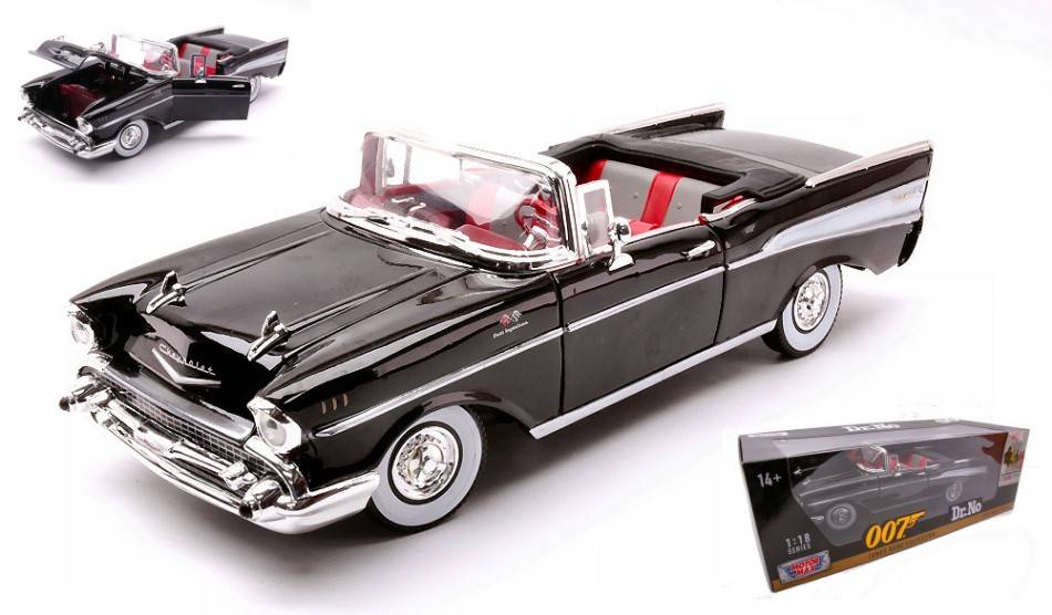 MODELLINO IN SCALA COMPATIBILE CON CHEVROLET BEL AIR SPIDER 1957 Dr.NO JAMES BOND LICENZA DI UCCIDERE 1:18 MOTORMAX MTM79831