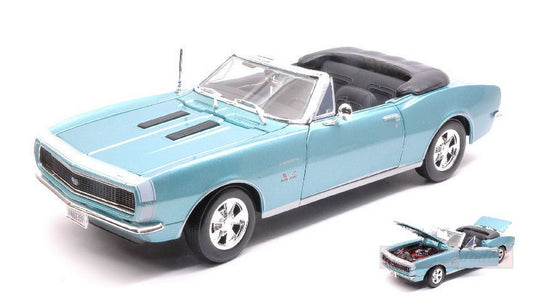 MODELLINO IN SCALA COMPATIBILE CON CHEVROLET CAMARO SS 396 1967 METALLIC LIGHT BLUE 1:18 MAISTO MI31684BL