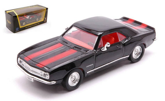 MODELLINO IN SCALA COMPATIBILE CON CHEVROLET CAMARO Z-28 1967 BLACK  W/RED STRIPES 1:43 LUCKY DIE CAST LDC94216BK
