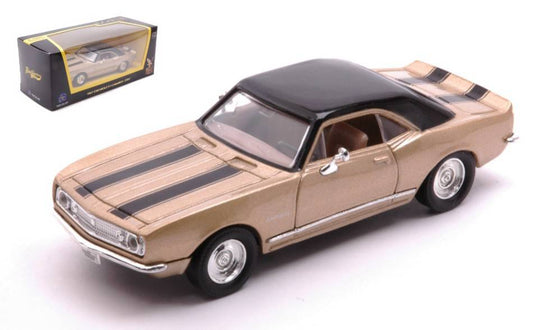 MODELLINO IN SCALA COMPATIBILE CON CHEVROLET CAMARO Z-28 1967 GOLD WITH BLACK STRIPES 1:43 LUCKY DIE CAST LDC94216GD