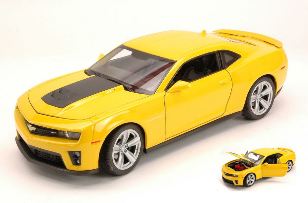 MODELLINO IN SCALA COMPATIBILE CON CHEVROLET CAMARO ZL1 2013 YELLOW 1:24 WELLY WE4042