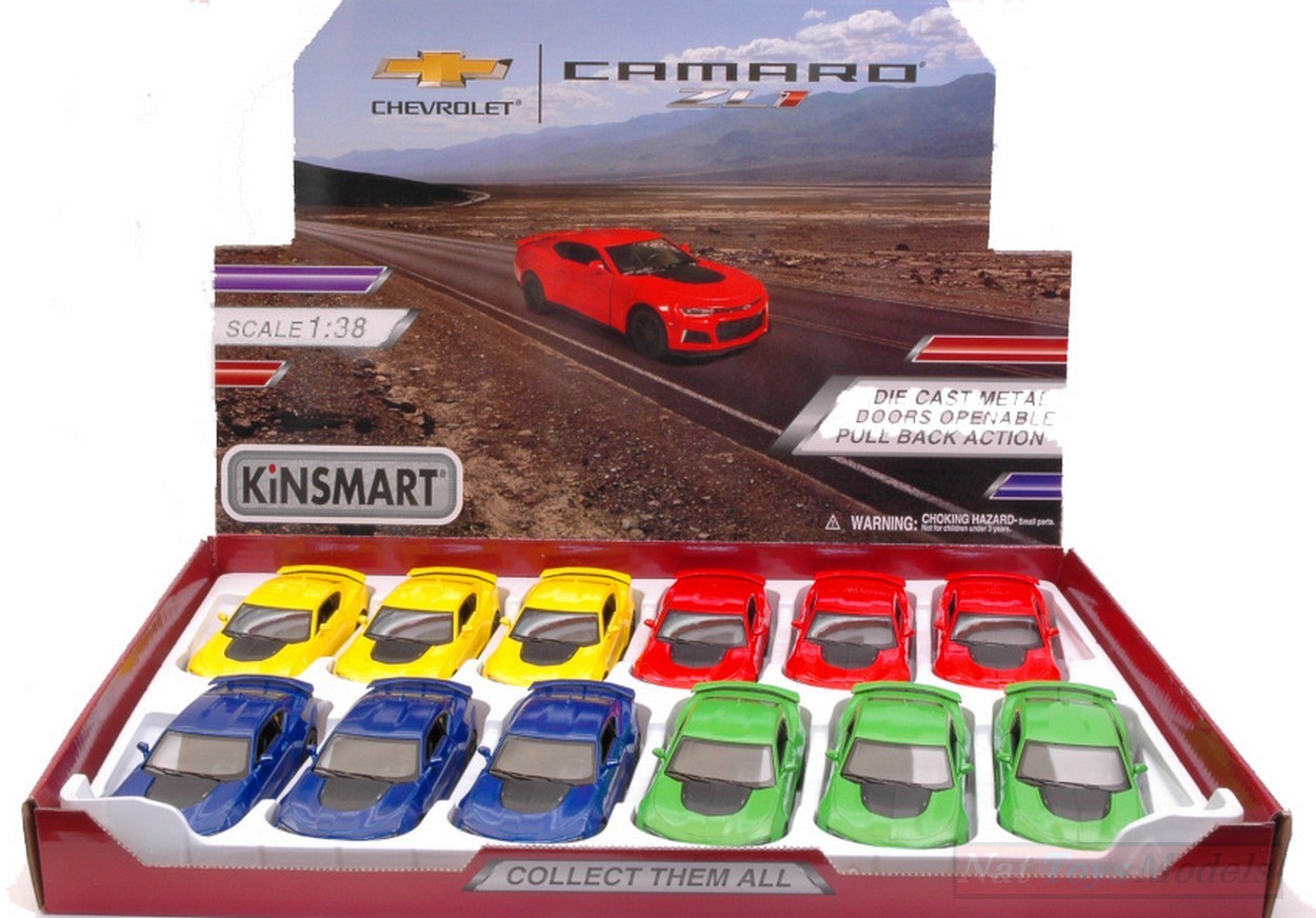 MODELLINO IN SCALA COMPATIBILE CON CHEVROLET CAMARO ZL1 2017 COL.ASS.1:38 cm 12 KINSMART KT5399D