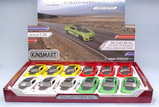 MODELLINO IN SCALA COMPATIBILE CON CHEVROLET CAMARO ZL1 COL.ASS.cm 12 1:38 KINSMART KT5399DF