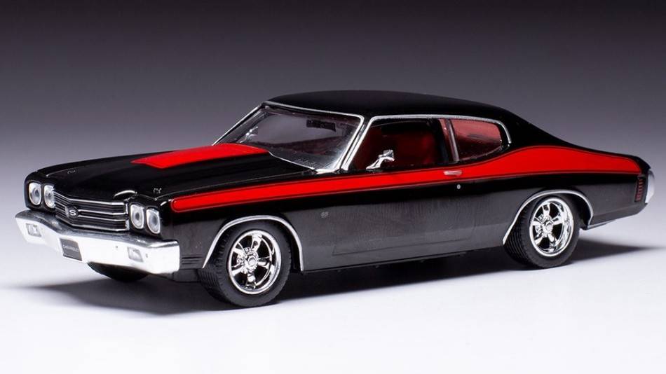 MODELLINO IN SCALA COMPATIBILE CON CHEVROLET CHEVELLE SS 1970 BLACK/RED 1:43 IXO MODEL CLC477