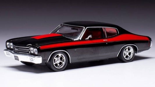 MODELLINO IN SCALA COMPATIBILE CON CHEVROLET CHEVELLE SS 1970 BLACK/RED 1:43 IXO MODEL CLC477