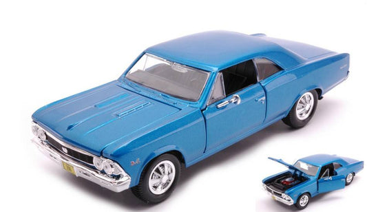 MODELLINO IN SCALA COMPATIBILE CON CHEVROLET CHEVELLE SS 396 1966 METALLIC BLUE 1:24 MAISTO MI31960B