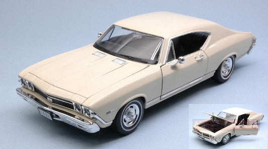MODELLINO IN SCALA COMPATIBILE CON CHEVROLET CHEVELLE SS 396 1968 CREAM 1:24-27 WELLY WE29397CR