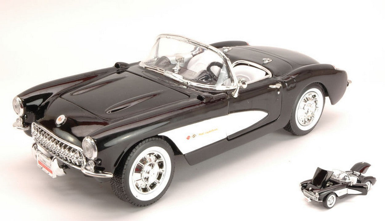 MODELLINO IN SCALA COMPATIBILE CON CHEVROLET CORVETTE 1957 BLACK 1:18 YAT MING YM92018BK