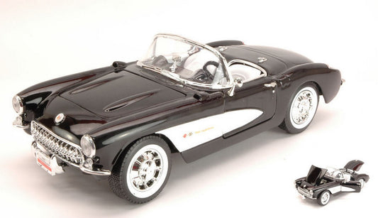 MODELLINO IN SCALA COMPATIBILE CON CHEVROLET CORVETTE 1957 BLACK 1:18 YAT MING YM92018BK