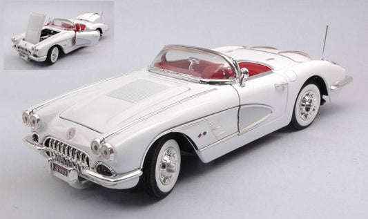 MODELLINO IN SCALA COMPATIBILE CON CHEVROLET CORVETTE 1958 WHITE 1:18 MOTORMAX MTM73109W