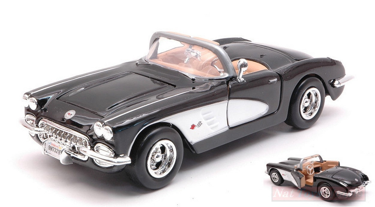 MODELLINO IN SCALA COMPATIBILE CON CHEVROLET CORVETTE 1959 BLACK 1:24 MOTORMAX MTM73216BK