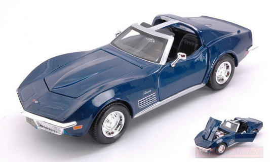 MODELLINO IN SCALA COMPATIBILE CON CHEVROLET CORVETTE 1970 METALLIC BLUE 1:24 MAISTO MI31202B