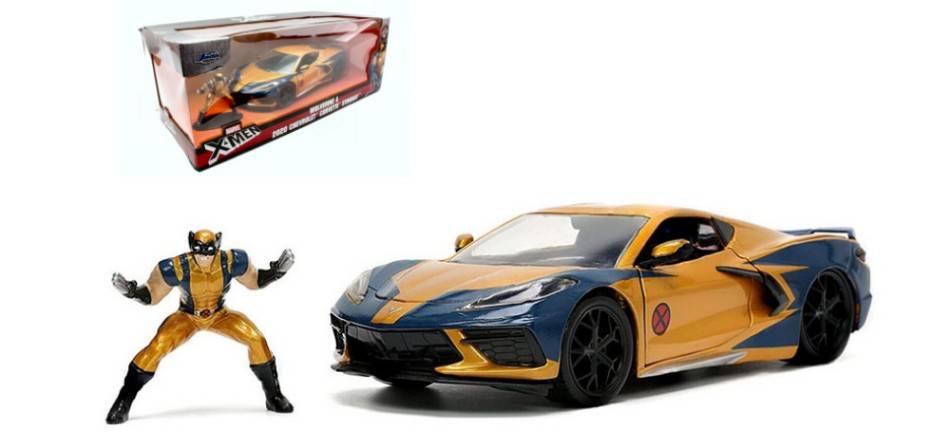 SCALE MODEL COMPATIBLE WITH CHEVROLET CORVETTE "MARVEL X-MEN" YELLOW/BLUE 1:24 JADA TOYS JADA33354