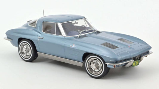 SCALE MODEL COMPATIBLE WITH CHEVROLET CORVETTE STING RAY 1963 LIGHT BLUE METALLIC 1:18 NOREV NV189050