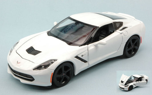 MODELLINO IN SCALA COMPATIBILE CON CHEVROLET CORVETTE STINGRAY 2014 WHITE 1:24 MAISTO MI31505W
