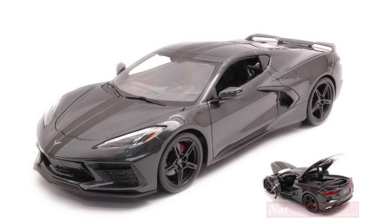 MODELE REDUIT COMPATIBLE AVEC CHEVROLET CORVETTE STINGRAY 2020 GRIS 1:18 MAISTO MI31447G