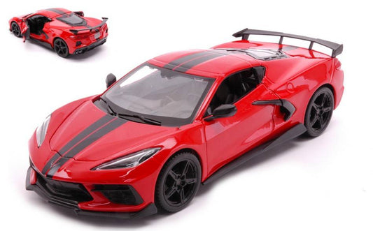SCALE MODEL COMPATIBLE WITH CHEVROLET CORVETTE STINGRAY COUPE HIGH WING 2020 RED 1:24 MAISTO MI31534O