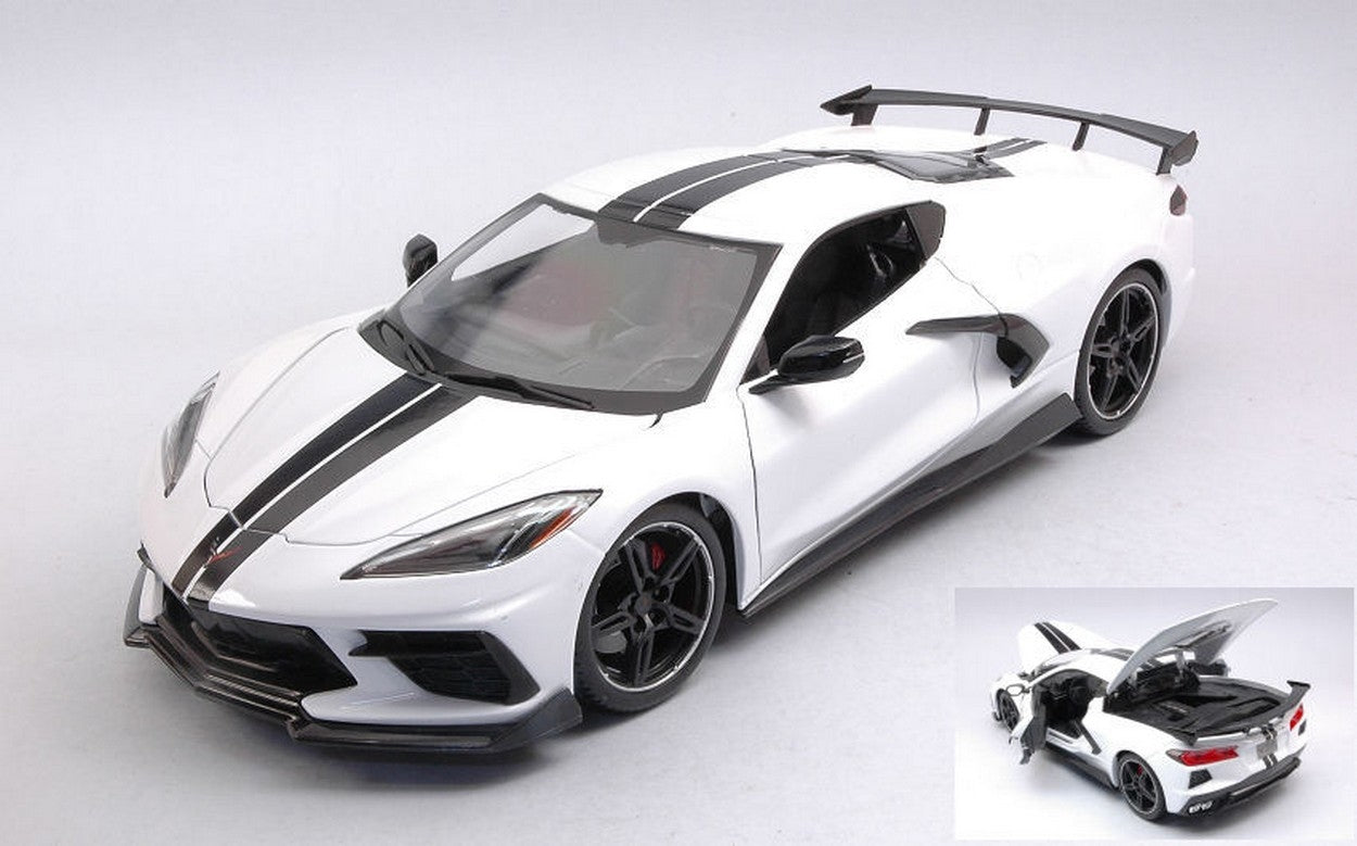 SCALE MODEL COMPATIBLE WITH CHEVROLET CORVETTE STINGRAY (HIGH WING) 2020 WHITE 1:18 MAISTO MI31455W