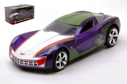 SCALE MODEL COMPATIBLE WITH CHEVROLET CORVETTE STINGRAY THE JOKER 2009 PURPLE/GREEN/WHITE 1:32 JADA TOYS JADA52016