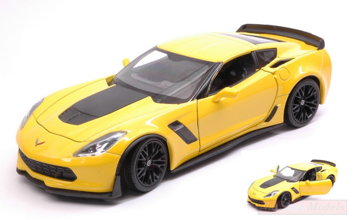 SCALE MODEL COMPATIBLE WITH CHEVROLET CORVETTE Z06 YELLOW 1:24 WELLY WE24085Y