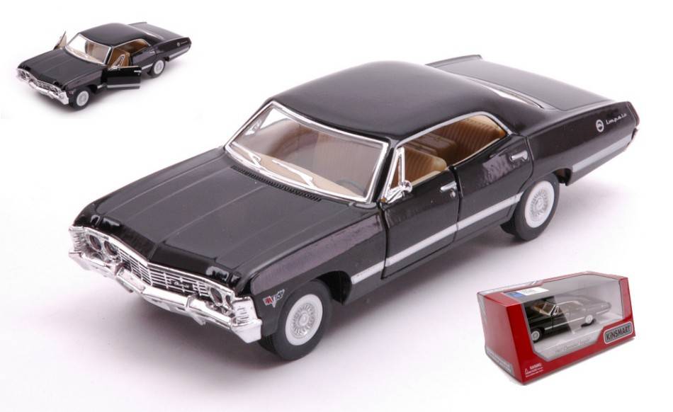 SCALE MODEL COMPATIBLE WITH CHEVROLET IMPALA 4-DOOR 1967 BLACK 12 cm SINGLE BOX KINSMART KT5418WBK