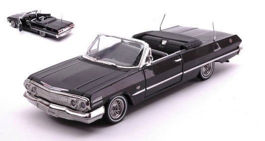 SCALE MODEL COMPATIBLE WITH CHEVROLET IMPALA CONVERTIBLE 1963 LOW RIDER BLACK 1:24 WELLY WE22434BK