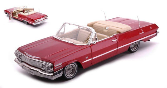 SCALE MODEL COMPATIBLE WITH CHEVROLET IMPALA CONVERTIBLE 1963 LOW RIDER METALLIC RED 1:24 WELLY WE22434MRD