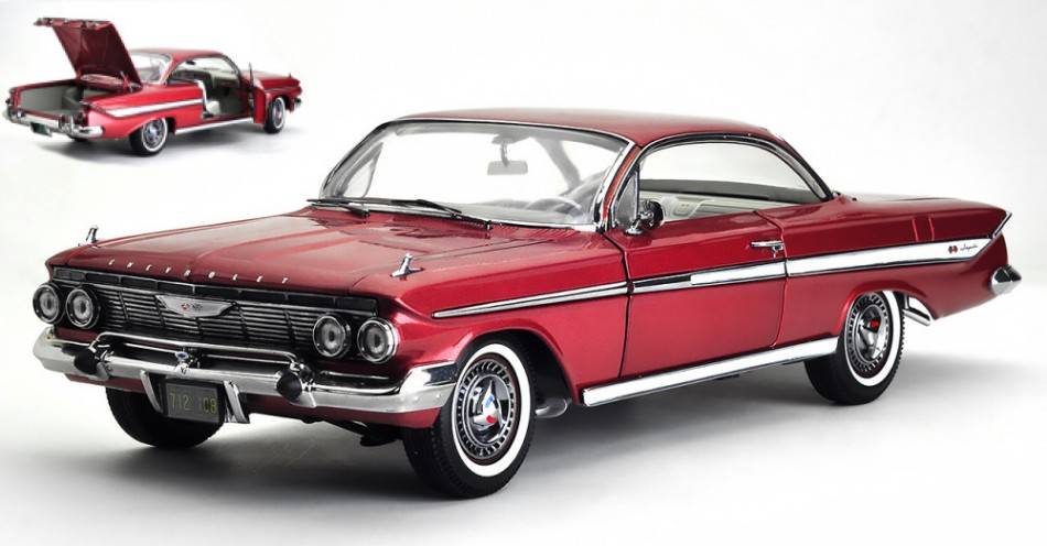 SCALE MODEL COMPATIBLE WITH CHEVROLET IMPALA SPORT COUPE' 1961 MAROON 1:18 SUNSTAR SS2108