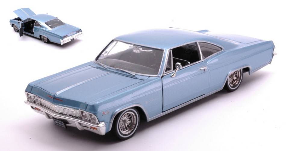 MODELE REDUIT COMPATIBLE AVEC CHEVROLET IMPALA SS396 1965 LOW RIDER METALLIC BLEU CLAIR 1:24 WELLY WE22417MBL