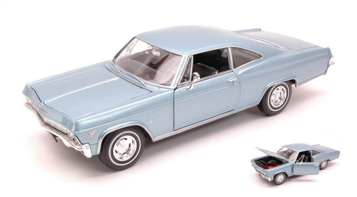 MODELE REDUIT COMPATIBLE AVEC CHEVROLET IMPALA SS396 COUPE 1965 BLEU 1:24 WELLY WE2417