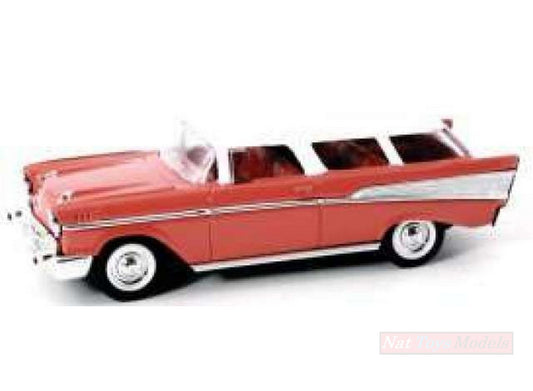SCALE MODEL COMPATIBLE WITH CHEVROLET NOMAD 1957 RED W/WHITE ROOF 1:43 LUCKY DIE CAST LDC94203R