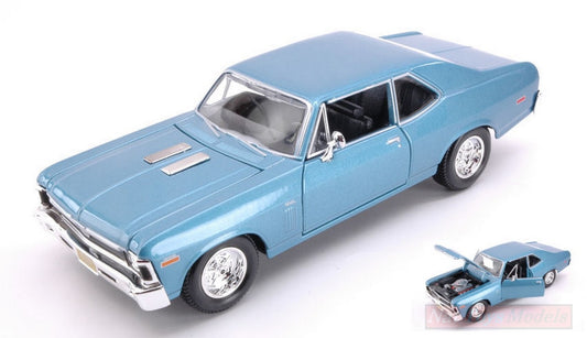SCALE MODEL COMPATIBLE WITH CHEVROLET NOVA SS 1970 METALLIC LIGHT BLUE 1:24 MAISTO MI31262B