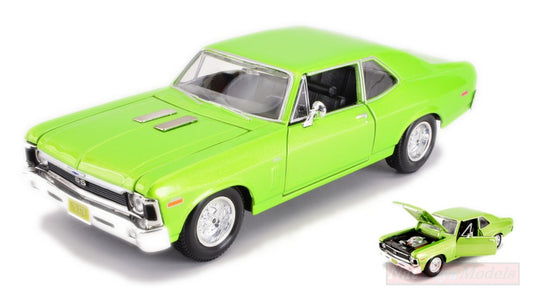 SCALE MODEL COMPATIBLE WITH CHEVROLET NOVA SS COUPE 1970 GREEN 1:24 MAISTO MI31262A