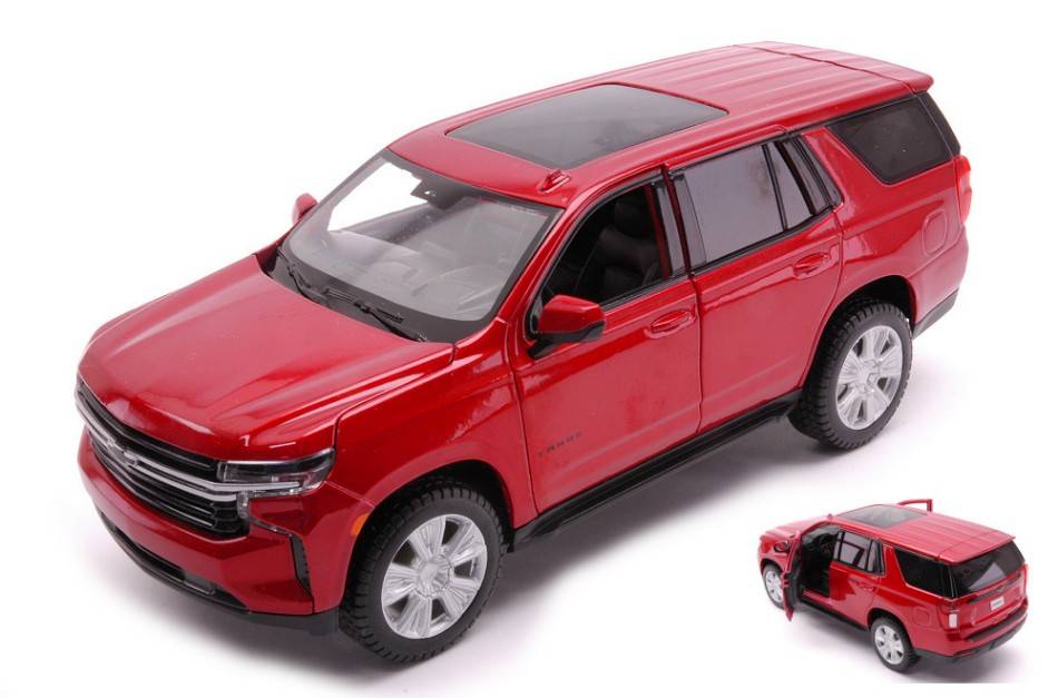 SCALE MODEL COMPATIBLE WITH CHEVROLET TAHOE 2021 METALLIC RED 1:26 MAISTO MI31533