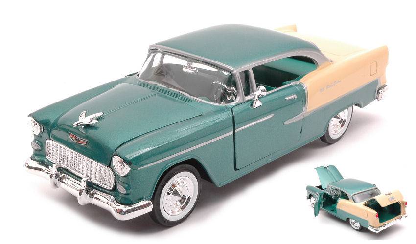 SCALE MODEL COMPATIBLE WITH CHEVY BEL AIR 1955 GREEN/CREAM 1:24 MOTORMAX MTM73229G