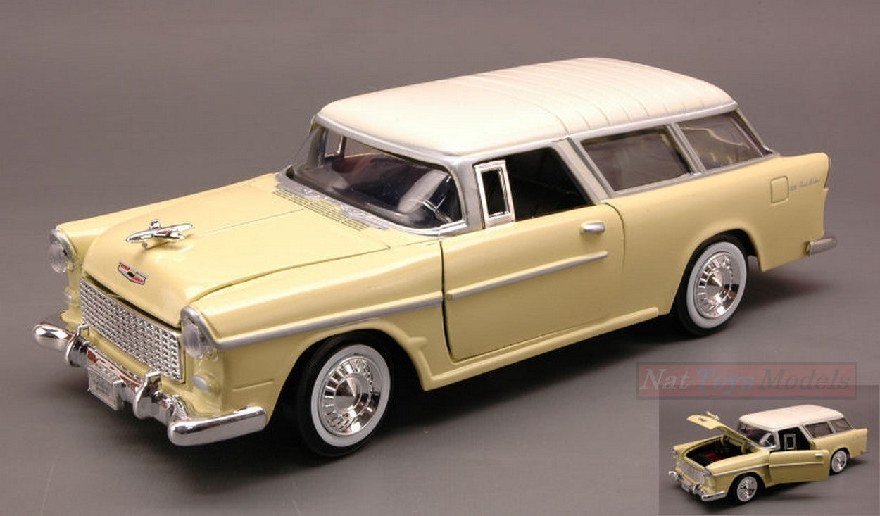 SCALE MODEL COMPATIBLE WITH CHEVY BEL AIR NOMAD 1955 YELLOW/IVORY 1:24 MOTORMAX MTM73248YL
