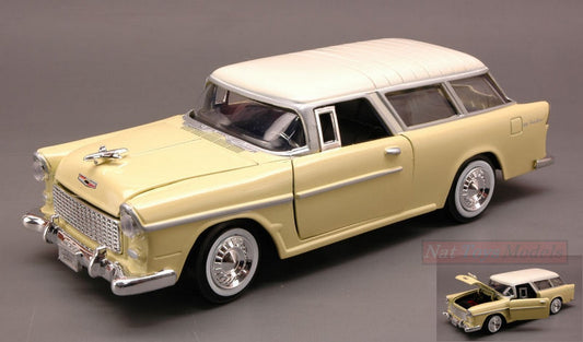 MODELLINO IN SCALA COMPATIBILE CON CHEVY BEL AIR NOMAD 1955 YELLOW/IVORY 1:24 MOTORMAX MTM73248YL