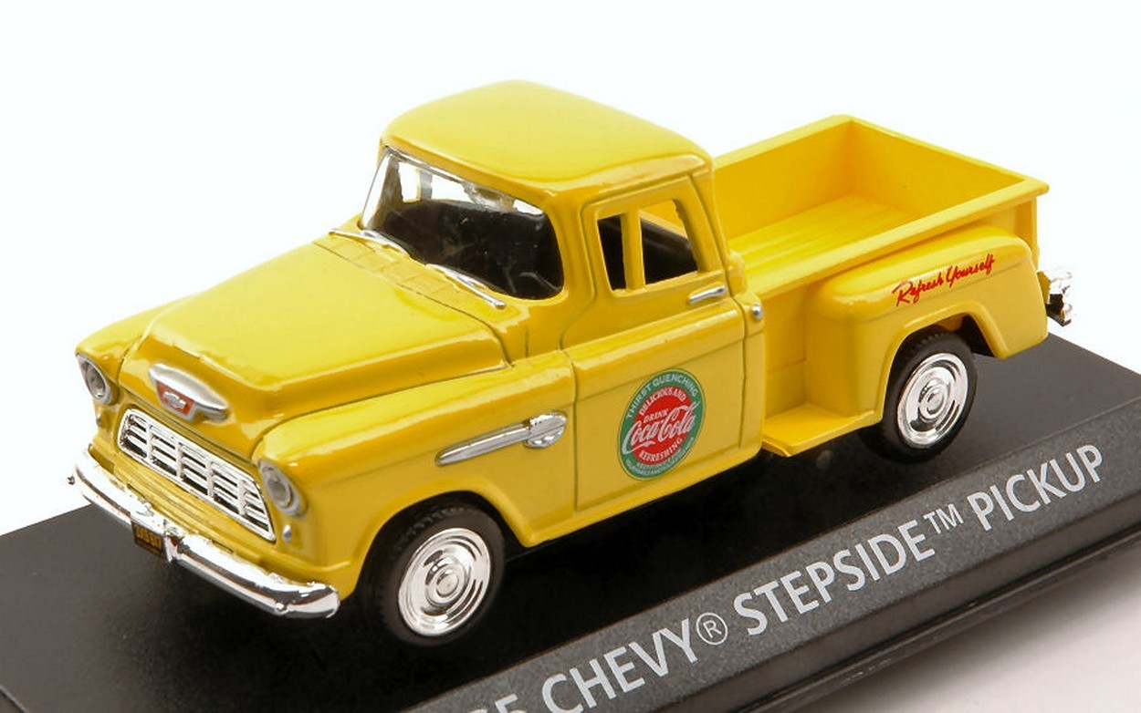 SCALE MODEL COMPATIBLE WITH CHEVY STEPSIDE PICK UP 1955 YELLOW COCA COLA 1:43 MOTORCITY CLASSICS MCC430001