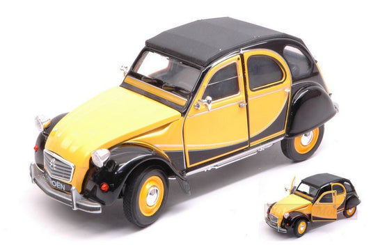 SCALE MODEL COMPATIBLE WITH CITROEN 2 CV 6 CHARLESTON 1982 YELLOW/BLACK 1:24-27 WELLY WE24009YBK