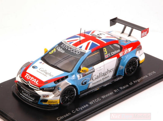 SCALE MODEL COMPATIBLE WITH CITROEN C-ELISEE N.3 WINNER RACE ARGENTINA 2016 TOM CHILTON 1:43 SPARK MODEL S5097