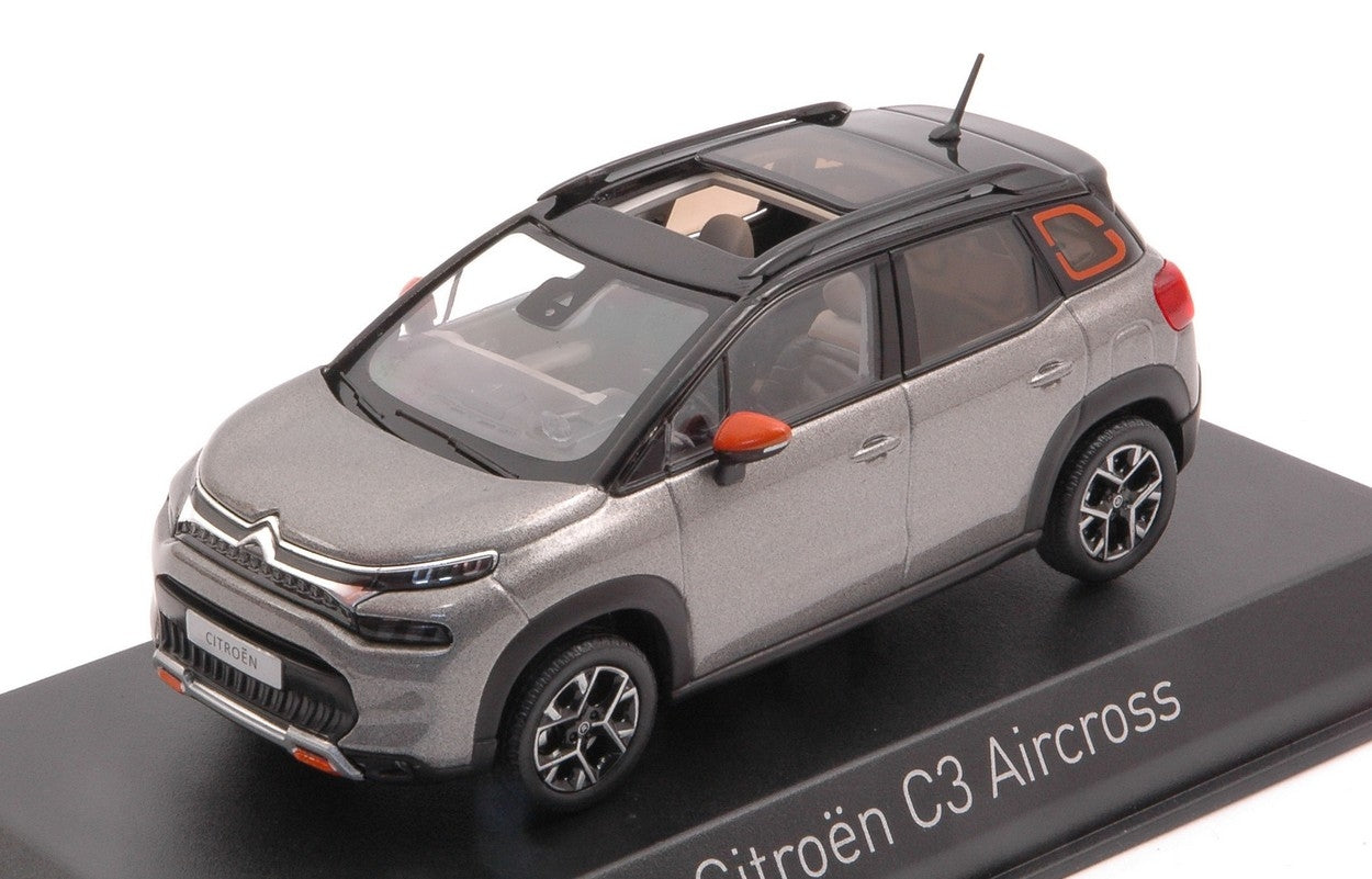 SCALE MODEL COMPATIBLE WITH CITROEN C3 AIRCROSS 2021 PLATINIUM GRAY &amp; BLACK ROOF 1:43 NOREV NV155336
