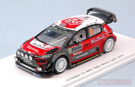 SCALE MODEL COMPATIBLE WITH CITROEN C3 WRC N.10 4th MONTE CARLO 2018 K.MEEKE-P.NAGLE 1:43 SPARK MODEL S5960