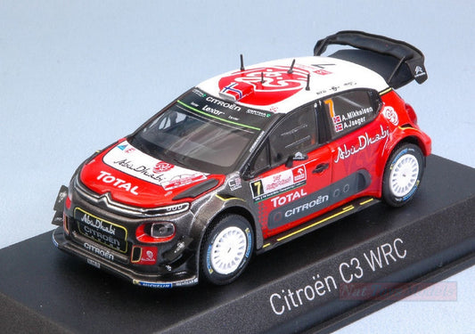 SCALE MODEL COMPATIBLE WITH CITROEN C3 WRC N.7 9th POLAND RALLY 2017 A.MIKKELSEN-A.JAEGER 1:43 NOREV NV155363