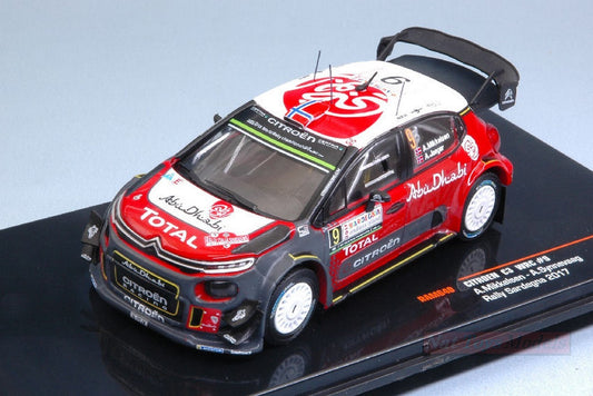 SCALE MODEL COMPATIBLE WITH CITROEN C3 WRC N.9 8th RALLY SARDINIA 2017 MIKKELSEN-SYNNEVAAG 1:43 IXO MODEL RAM640