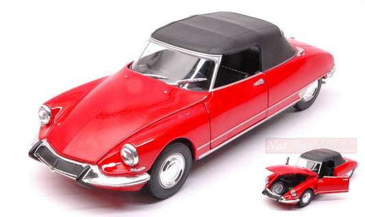 SCALE MODEL COMPATIBLE WITH CITROEN DS 19 1956 CABRIOLET SOFT TOP RED 1:24 WELLY WE22506HR