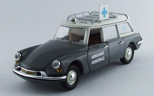 MODELLINO IN SCALA COMPATIBILE CON CITROEN DS 19 AMBULANZA MUNICIPALE 1962 GREY 1:43 RIO RI4447