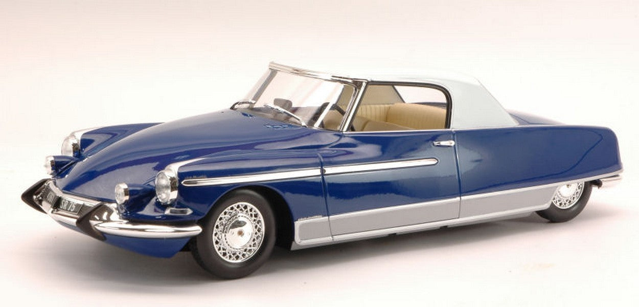 MODELLINO IN SCALA COMPATIBILE CON CITROEN DS 19 CHAPRON LE DANDY 1967 BLUE/WHITE (LUCI FUNZIONANTI) 1:18 METAL MET18001A