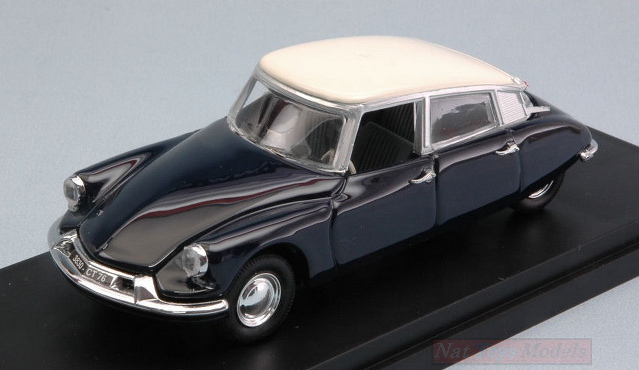 MODELE REDUIT COMPATIBLE AVEC CITROEN DS 19 LIMOUSINE 1963 BLEU/CRÈME 1:43 RIO RI4097-1
