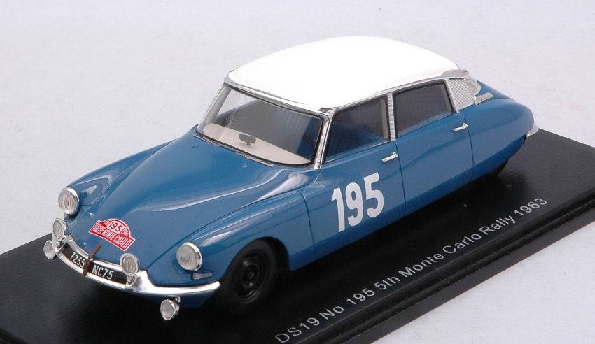 SCALE MODEL COMPATIBLE WITH CITROEN DS 19 N.195 5th MONTE CARLO 1963 B. NEYRET-J.TERRAMORSI 1:43 SPARK MODEL S5533