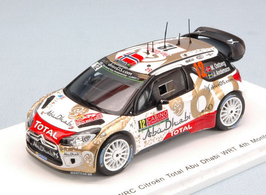 MODELLINO IN SCALA COMPATIBILE CON CITROEN DS3 N.12 4th MONTE CARLO 2015 M.OSTBERG-J.ANDERSSON 1:43 SPARK MODEL S4508